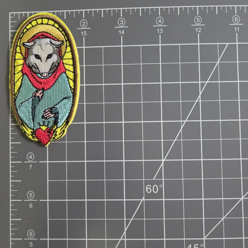 3/13$  Mother Mary Saint Opossum Sacred Heart Catholic Embroidered Patch. - Picture 2 of 2